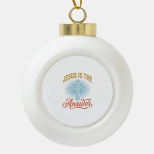 Jesus ist die Antwort Christliches Kreuz Vektor De Keramik Kugel-Ornament