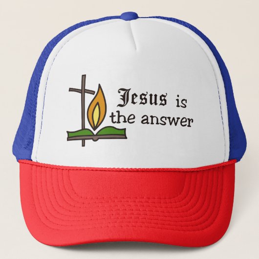 Jesus ist die Antwort Truckerkappe (Vorderseite)