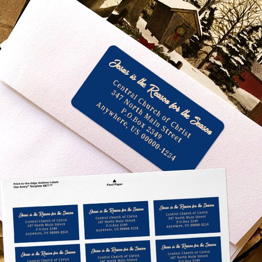 Jesus ist die Grund dunkelblaue Rücksendeadresse Adressaufkleber