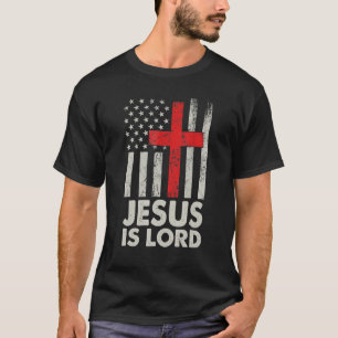 Jesus ist die lordamerikanische Flagge Christlich T-Shirt