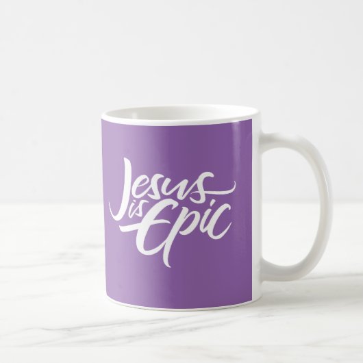 Jesus ist epische religiöse Beschriftungs-lila Kaffeetasse (Rechts)