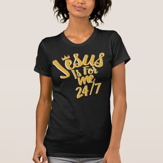 Jesus ist für mich 24/7 Senf Gold Crown Christlich T-Shirt (Vorderseite)