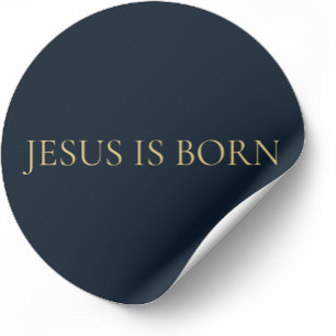 JESUS IST GEBOREN – Navy Minimal Weihnachtssticker Runder Aufkleber