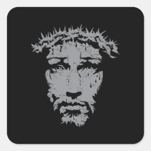 Jesus ist Gott Jesus' Gesicht Quadratischer Aufkleber