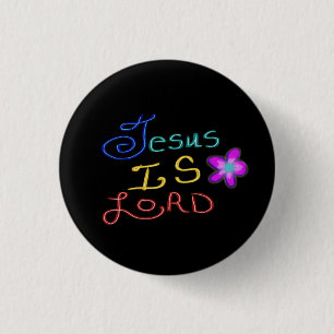 Jesus ist HERR Farbige Schrift Schwarz Button