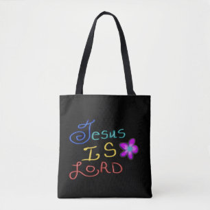 Jesus ist HERR mit rosa Blume benutzerdefinierter Tasche