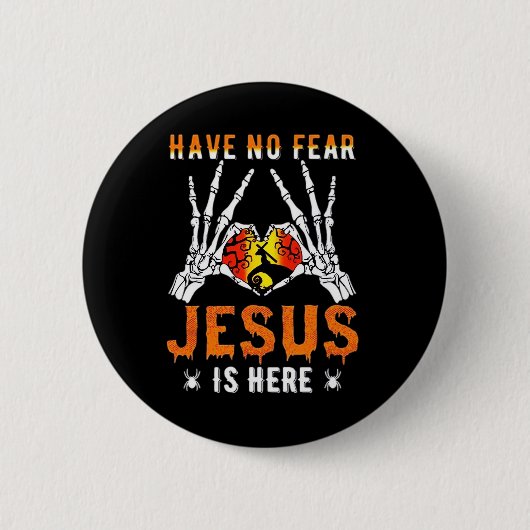 Jesus ist Herz-Skelett-Hand Button (Vorderseite)