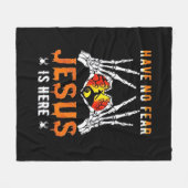 Jesus ist Herz-Skelett-Hand Fleecedecke (Vorderseite (Horizontal))