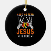 Jesus ist Herz-Skelett-Hand Keramik Ornament (Vorne)