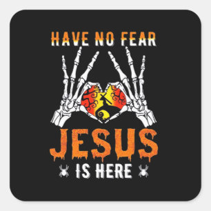 Jesus ist Herz-Skelett-Hand Quadratischer Aufkleber