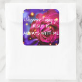 Jesus ist immer mit mir - bunte Rosen-Aufkleber Quadratischer Aufkleber (Tasche)