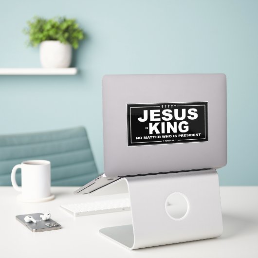 Jesus ist King Campaign Style Vinyl Decal Aufkleber (Laptop auf Schreibtisch)