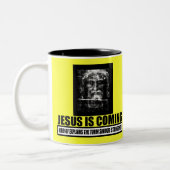 Jesus ist kommender Atheist Zweifarbige Tasse (Links)