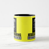 Jesus ist kommender Atheist Zweifarbige Tasse (Mittel)