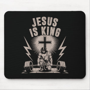Jesus ist König Barbell Cross Funny Christlich Wor Mousepad