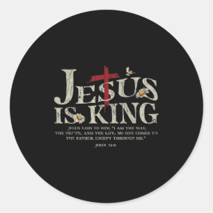 Jesus ist König Bibelvers Johannes 14_6 Christlich Runder Aufkleber