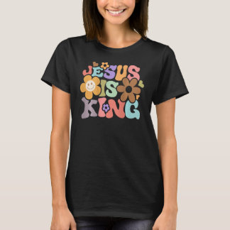 Jesus ist König Blume glückliche Gesichter Ästheti T-Shirt