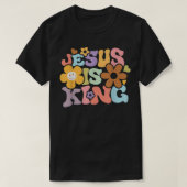 Jesus ist König Blume Hippie farbenfroh T-Shirt (Design vorne)