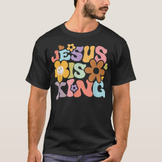 Jesus ist König Blume Hippie farbenfroh T-Shirt