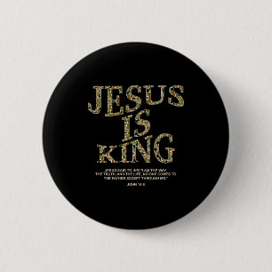 Jesus ist König Camouflage Kreuz Gott Glaube Bibel Button