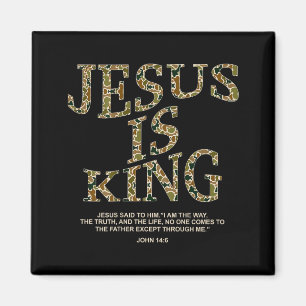 Jesus ist König Camouflage Kreuz Gott Glaube Bibel Magnet