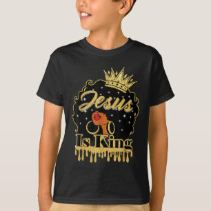 Jesus ist König Christlich Schwarze Frauen Afro Af T-Shirt