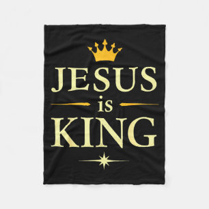 Jesus ist König _ Christlicher Glaube Design Fleecedecke