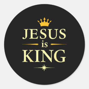 Jesus ist König _ Christlicher Glaube Design Runder Aufkleber