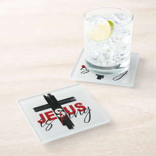 Jesus ist König – Fette Glaubenstypografie mit Kre Glasuntersetzer