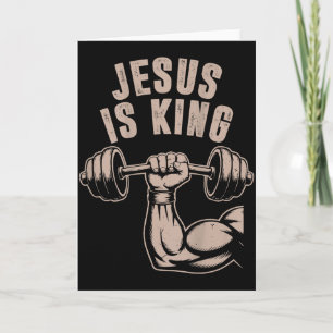 Jesus ist König Hantel Kreuz Lustig Christliches T Karte