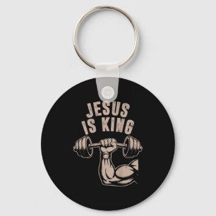Jesus ist König Hantel Kreuz Lustiger Christlicher Schlüsselanhänger