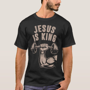 Jesus ist König Hantel Kreuz Lustiger Christlicher T-Shirt