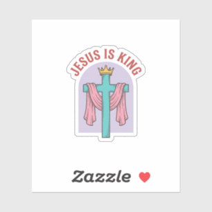 Jesus ist König Kreuz Krone Vintage Christliches T Aufkleber