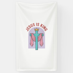 Jesus ist König Kreuz Krone Vintage Christliches T Banner