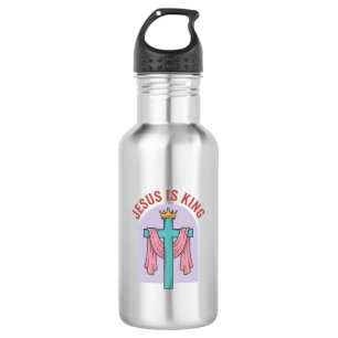 Jesus ist König Kreuz Krone Vintage Christliches T Edelstahlflasche