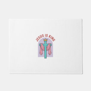 Jesus ist König Kreuz Krone Vintage Christliches T Fußmatte
