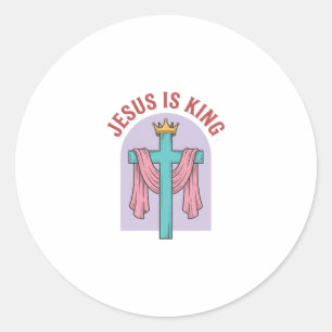 Jesus ist König Kreuz Krone Vintage Christliches T Runder Aufkleber