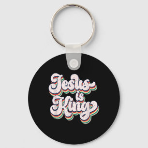 Jesus ist König-Retro-Glaubensszenario Schlüsselanhänger