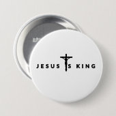 Jesus ist König Schwarzer Text Button (Vorne & Hinten)