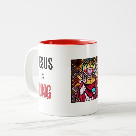 Jesus ist König Zweifarbige Tasse (Vorderseite Links)