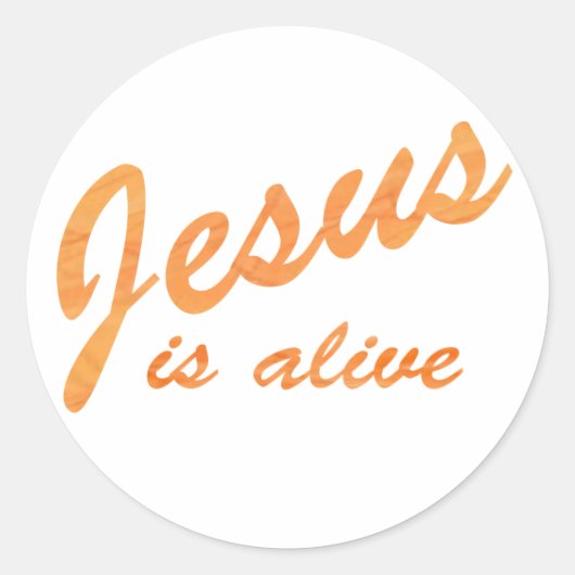 Jesus ist lebendig effet orange runder aufkleber (Vorderseite)