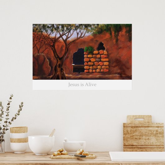 Jesus ist lebendig poster (Küche)