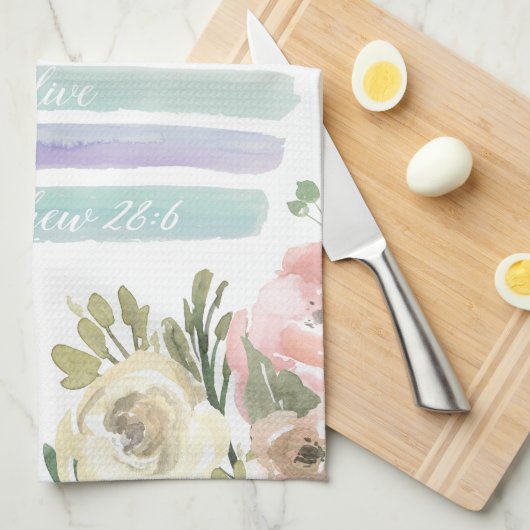 Jesus ist lebendiges Aquarell-Blumentuch Geschirrtuch (Viertel Falte)