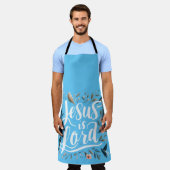 Jesus ist Lord Blue Bird Floral Design Schürze (Getragen)