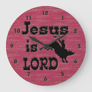 Jesus ist Lord Bull Rider Große Wanduhr
