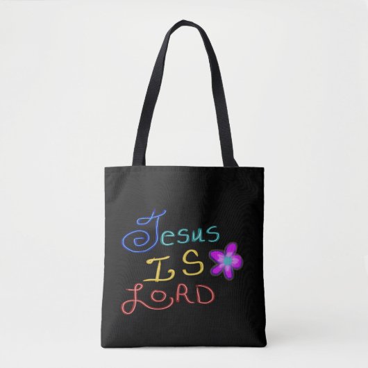 Jesus ist LORD mit rosa Blume Individuelle Name Tasche (Vorderseite)