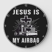 Jesus ist mein Airbag Große Wanduhr (Vorderseite)