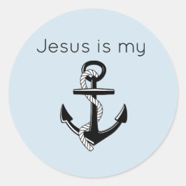 Jesus ist mein Anchor Runder Aufkleber