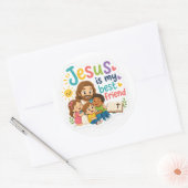 Jesus ist mein bester Freund Runder Aufkleber (Umschlag)