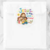 Jesus ist mein bester Freund Runder Aufkleber (Tasche)